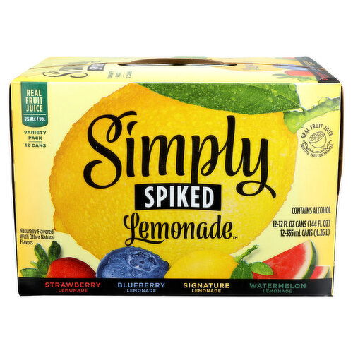 Simply Spiked Lemonade Beer Strawberry Blueberry Signature Watermelon - 12 Fluid Ounce - 12 Count