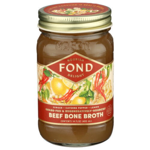 FOND Ginger, Cayenne Pepper, Lemon Cleanse Organic Grass-Fed Beef Bone Broth - 14 Fluid Ounce