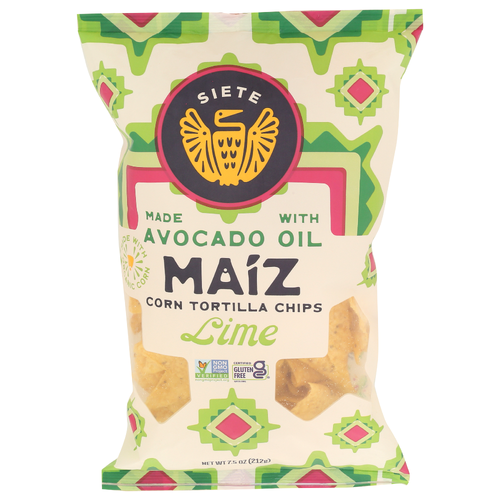 Siete Lime White Yellow Corn Tortilla Chip - 7.5 Ounce