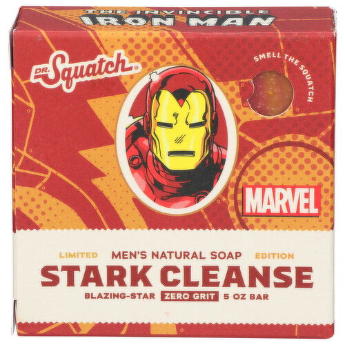 DR. SQUATCH Amber Saffron Light Grit Marvel Iron Man Stark Cleanse Bar Soap - 5 Ounce