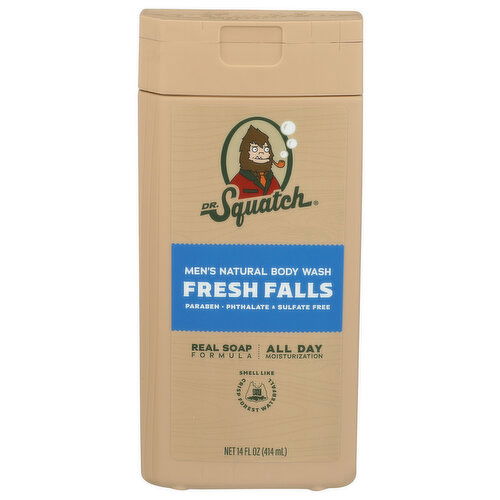 DR. Squatch Shea Butter, Avocado Oil, Menthol Body Wash Fresh Falls Non-Exfoliating 4 Case Pack - 14 Fluid Ounce Image 1 of 3