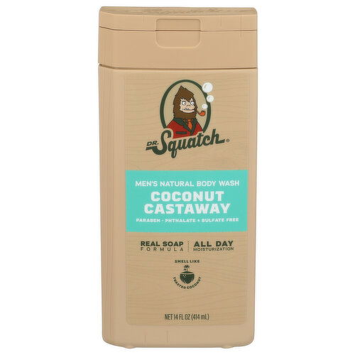 DR. Squatch Toasted Coconut Body Wash Castaway Non-Exfoliating 4 Case Pack - 14 Fluid Ounce Image 1 of 3