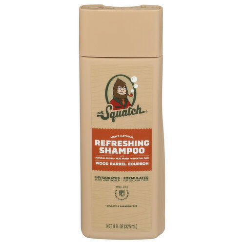 DR. Squatch Arrowroot, Charcoal Shampoo Wood Barrel Bourbon 4 Case Pack - 11 Fluid Ounce