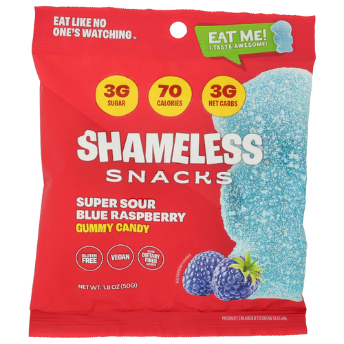 Shameless Snacks Gummy Sr Blue Raspbry - 1.8 Ounce