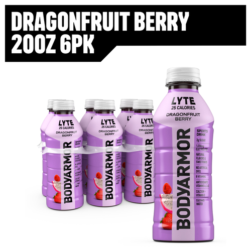 BODYARMOR Lyte Dragonfruit Berry Electrolyte Sports Drink, Bottles, 6 Pack - 120 Fluid Ounce