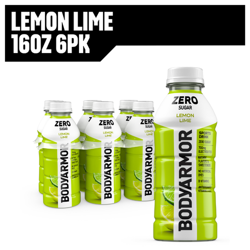 Bodyarmor Zero Sugar Lemon Lime Sports Drink Bottles - 16 Fluid Ounce - 6 Count