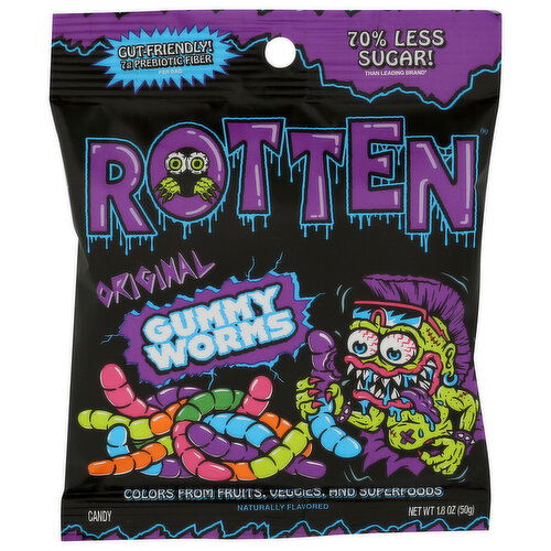 Rotten Multi Gummy Worms Single Serve, Original - 1.8 Ounce
