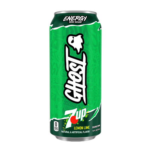 Ghost Zero Sugar Limited Edition Energy Drink 7UP Lemon Lime - 16 Fluid Ounce