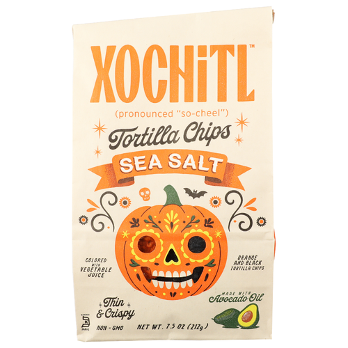 Xochitl Sea Salt Thin & Crispy Seasonal Halloween Tortilla Chips - 7.5 Ounce