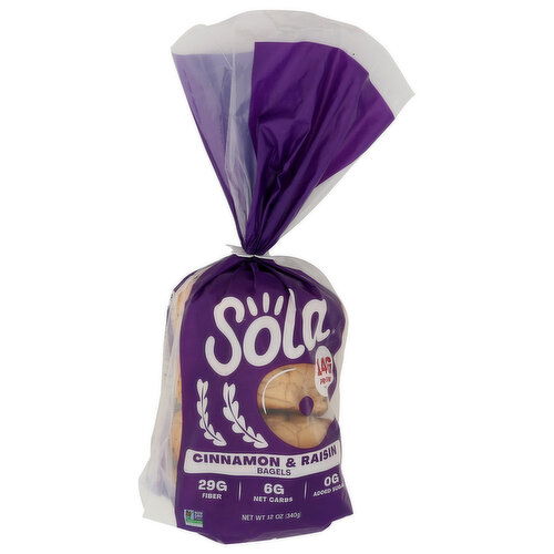 Sola Cinnamon & Raisin Bagels - 12 Ounce