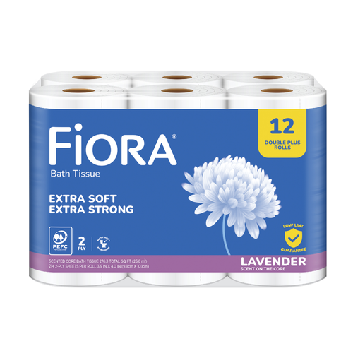 Fiora 12 Pack Bath Tissue Lavender Double Rolls - 23.025 Square foot - 12 Count
