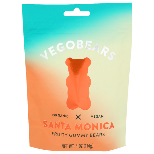Vegobears Santa Monica Banana, Pineapple, Strawberry Organic Vegan Fruity Gummy Bears - 4 Ounce