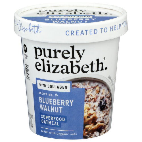 PURELY ELIZABETH Blueberry Walnut Superfood Oatmeal With Collagen Cup - 2 Ounce