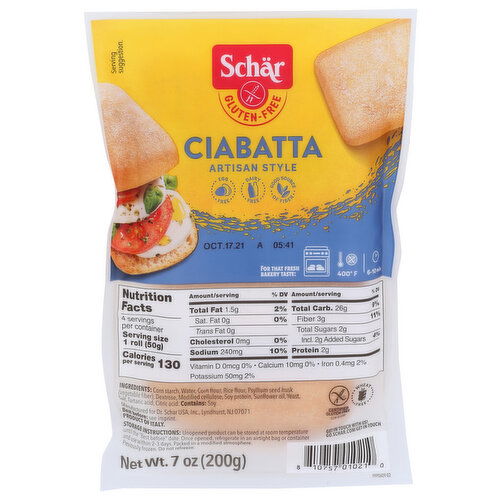 Schar Gluten Free Ciabatta Artisan Style - 7 Ounce