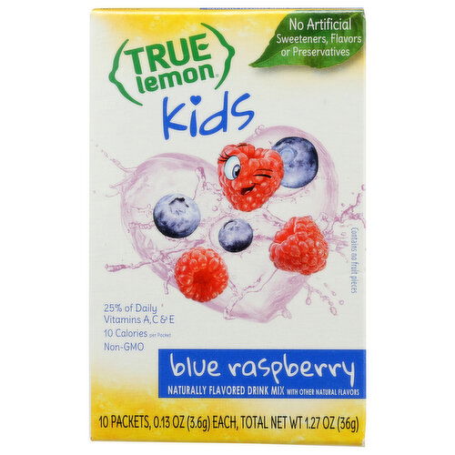 True Lemon Kids Blue Raspberry Flavored Drink Mix - 0.127 Ounce - 10 Count Image 1 of 2