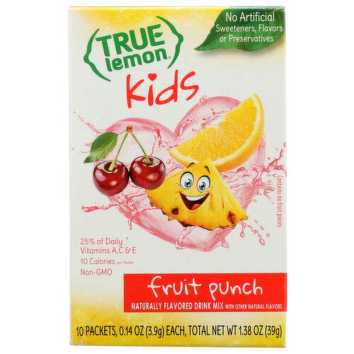 True Lemon Kids Fruit Punch Flavored Drink Mix - 0.138 Ounce - 10 Count Image 1 of 2