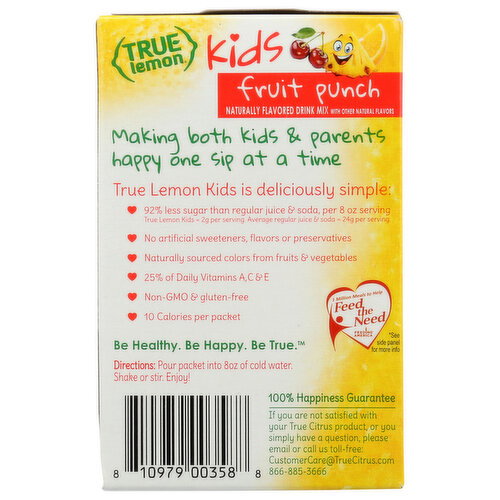 True Lemon Kids Fruit Punch Flavored Drink Mix - 0.138 Ounce - 10 Count