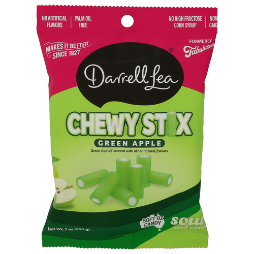 Darrell Lea Green Apple Sour Candy Stix Chewy - 7 Ounce