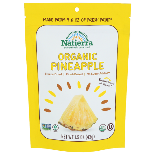 Natierra Oineapples Freeze-Dried Pineapples Organic - 1.5 Ounce