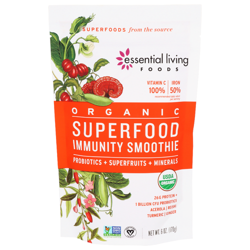 Essential Living Foods Immunity Blend Smoothie Powder Superfood Mix Pouch Usda Organic - 6 Ounce