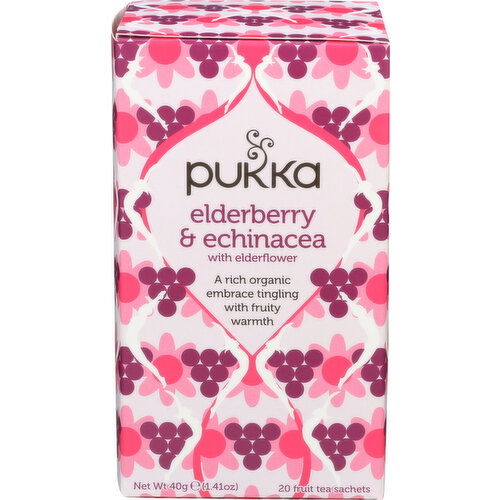 Pukka Elderberry & Echinacea Organic Herbal Tea - 0.071 Ounce - 20 Count