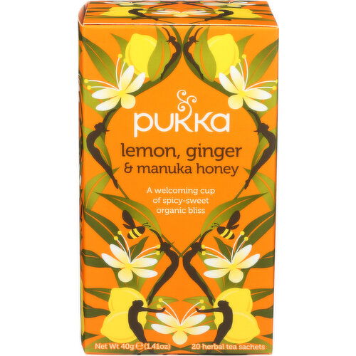 Pukka Lemon, Ginger & Manuka Honey Organic Herbal Tea - 0.071 Ounce - 20 Count