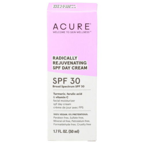 ACURE Radically Rejuvenating Spf 30 Day Cream With Turmeric, Ferulic Acid & Vitamin C, For Age Performance - 1.7 Fluid Ounce