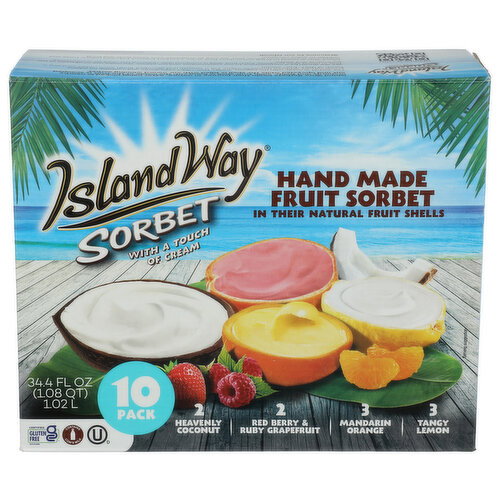 Island Way Variety Pack Hand Made Fruit Sorbet - 3.44 Fluid Ounce - 10 Count Image 1 of 4