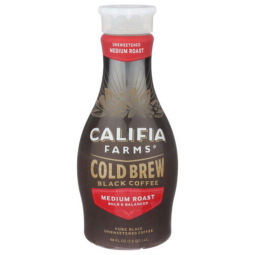 Califia Farms Cold Brew Coffee Medium Roast Pure Black - 48 Fluid Ounce