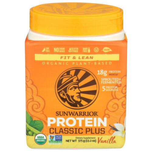 Sunwarrior Classic Plus Vanilla Sprouted & Fermented Brown Rice Protein - 13.2 Ounce