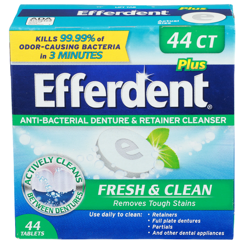 Efferdent Plus Anti-Bacterial Denture & Retainer Cleanser - 44 Count