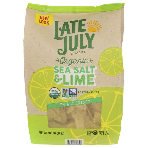 Late July Snacks Organic Tortilla Chips Restaurant Style Sea Salt & Lime - 10.1 Ounce