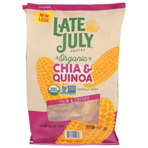 Late July Snacks Organic Tortilla Chips Restaurant Style Chia & Quinoa - 10.1 Ounce
