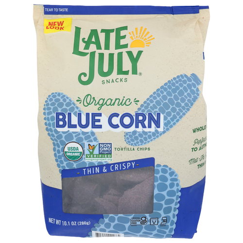 Late July Snacks Organic Tortilla Chips Restaurant Style Blue Corn - 10.1 Ounce