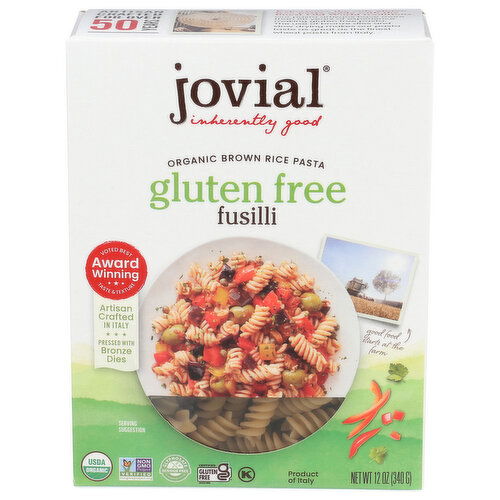 Jovial Gluten Free Organic Brwnrce Org Fusilli Brown Rice Pasta - 12 Ounce