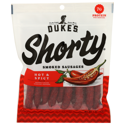 DUKE's Smoked Shorty Sausages Hot And Spicy Pork - 5 Ounce