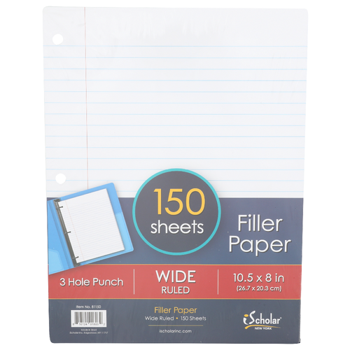 Ischolar New York Wide Ruled Filler Paper - 150 Count