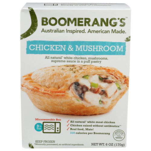 Boomerang's Aussie Pie Chicken & Mushroom - 6 Ounce