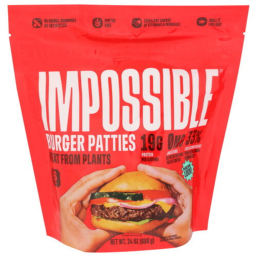 Impossible Plant Based Burger Patties - 4 Ounce - 6 Count