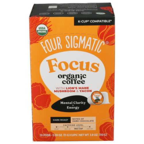 Four Sigmatic Coffee Pods Focus Org Drk Roast - 0.39 Ounce - 10 Count