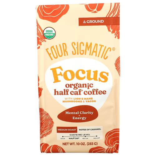 Four Sigmatic Organic Focus Half Caf Medium Roast Ground Coffee - 10 Ounce