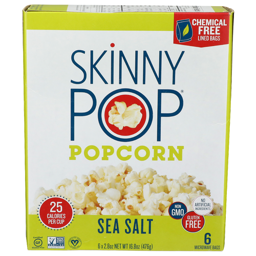 Skinny Pop Sea Salt Popcorn - 2.8 Ounce - 6 Count