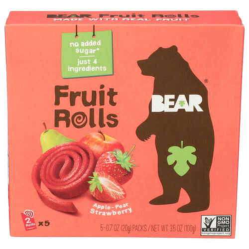 BEAR Fruit Rolls Strawberry Multipack - 0.7 Ounce - 5 Count