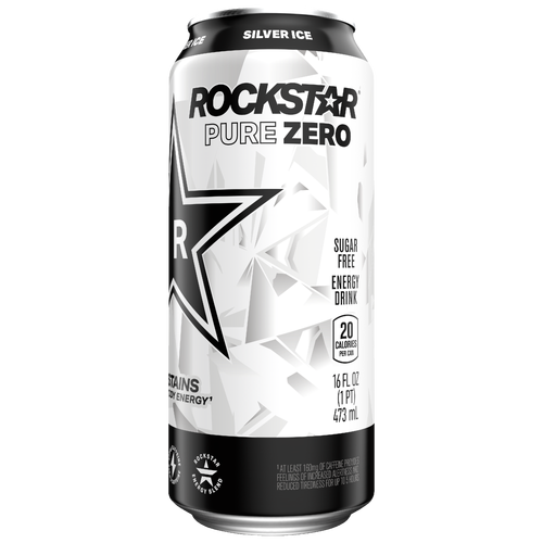 Rockstar Pure Zero Sugar Free Energy Drink Silver Ice - 16 Fluid Ounce - 1 Count