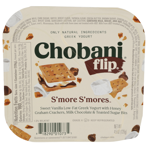 Chobani S'mores Flip Low-Fat S'more Mix In Greek Yogurt - 4.5 Ounce
