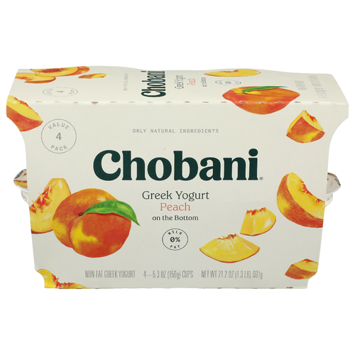 Chobani Peach Greek Yogurt On The Bottom - 5.3 Ounce - 4 Count