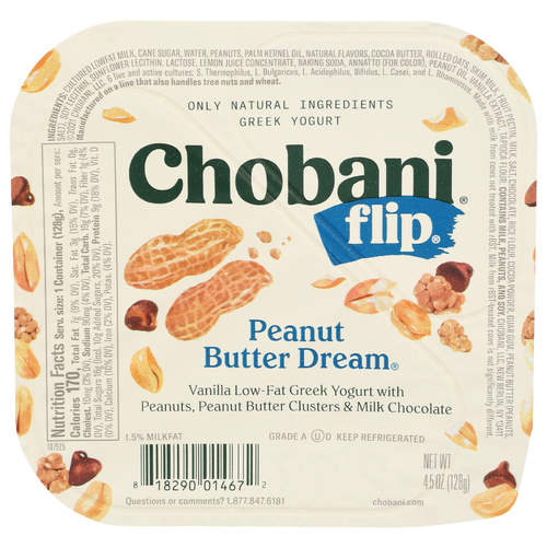 Chobani Peanut Butter Flip Low-Fat Greek Yogurt Dream - 4.5 Ounce