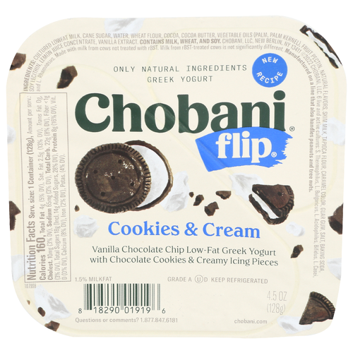 Chobani Cookies & Cream Flip Low-Fat Greek Yogurt - 4.5 Ounce