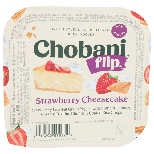 Chobani Strawberry Cheesecake Flip Low-Fat Greek Yogurt - 4.5 Ounce