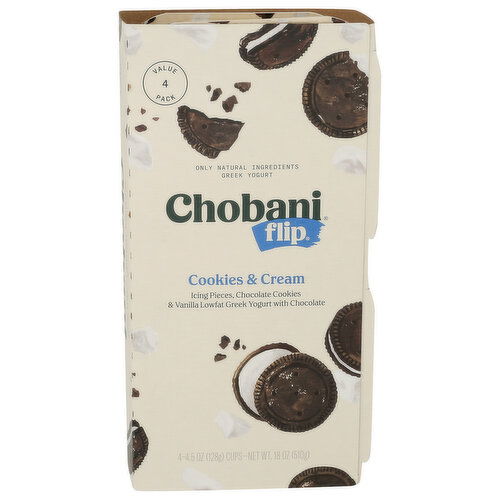 CHOBANI ® Flip® Low-Fat Greek Yogurt Cookies & Cream 4pk - 4.5 Ounce - 4 Count